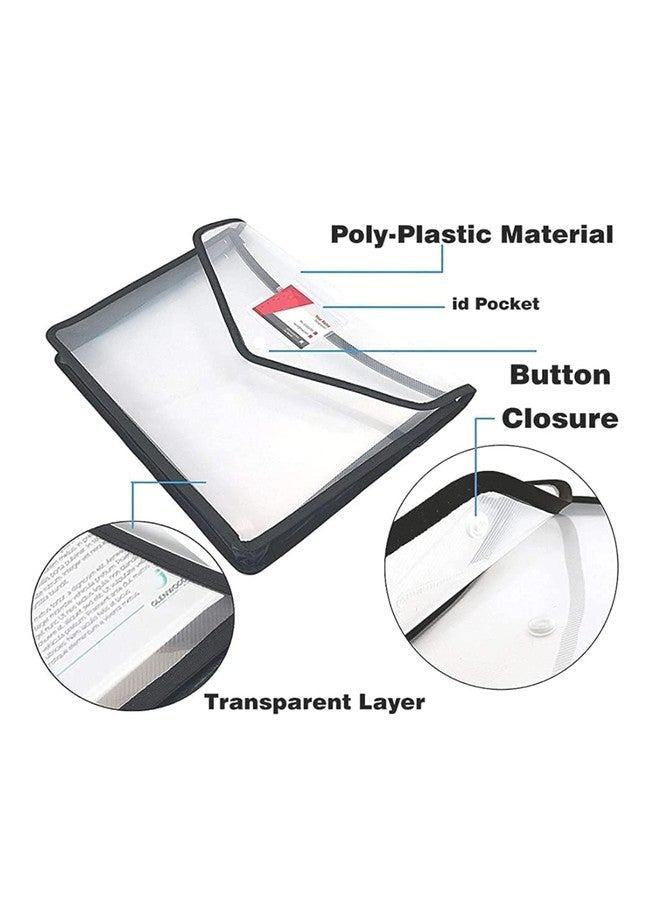 Shining Zon Envelope Folder Transparent Poly-Plastic A4 Documents File Storage Bag with Snap Button Set of 5 Certificate File Holder Document Folder for A4 Size Legal Brief Bag for Document - Image 5