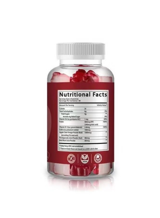 كيتو خل التفاح علكة 60 قطعة مع فيتامين B12 و B9 ،التحكم في الوزن ，الأحذية مستويات الطاقة ，يعزز التحمل العضلي ，تنظيم الوظيفة البدنية والصحة - Image 3