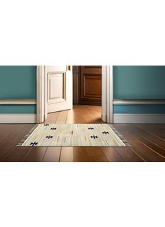 H2H H2H House2Home - Kilim Artistic Durrie, Bright Colors |100% Cotton, Suitable for Pooja Room, Study mat, Door Rug|Large Size 60cm X 90cm | Oyester Beige  - Image 1