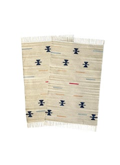 H2H H2H House2Home - Kilim Artistic Durrie, Bright Colors |100% Cotton, Suitable for Pooja Room, Study mat, Door Rug|Large Size 60cm X 90cm | Oyester Beige  - Image 3