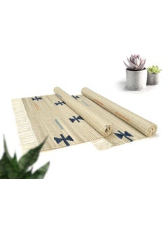 H2H H2H House2Home - Kilim Artistic Durrie, Bright Colors |100% Cotton, Suitable for Pooja Room, Study mat, Door Rug|Large Size 60cm X 90cm | Oyester Beige  - Image 4