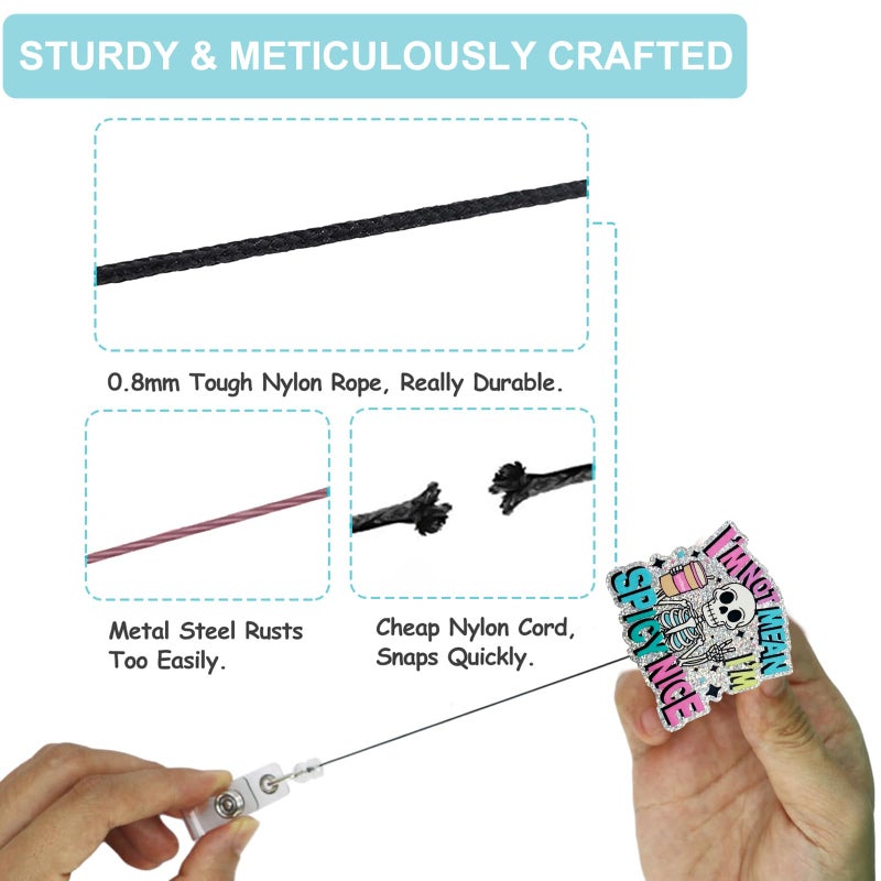 Vozekrod Funny Badge Reel - I'm Not Mean I'm Spicy Nice - Skeleton Coffee ID Holder with 24" Retractable Swivel Clip - Perfect Nurse Gift for Women, Students & Office Staff - Image 3