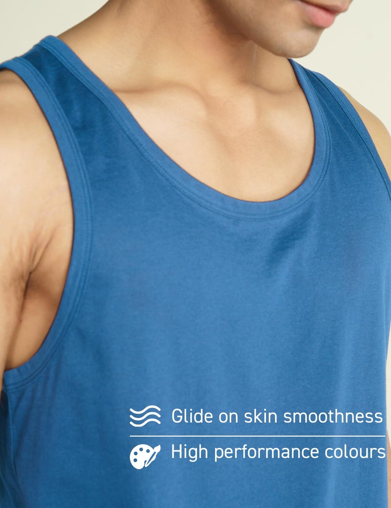 DAMENSCH Breeeze Tank Top, Ultra-Lightweight Gym Vests for Men Workout, Anti-Fade Cotton Blend Sando for Man, Relaxed Fit and Airy Sleeveless T Shirts-Nautical Teal-S - Image 2