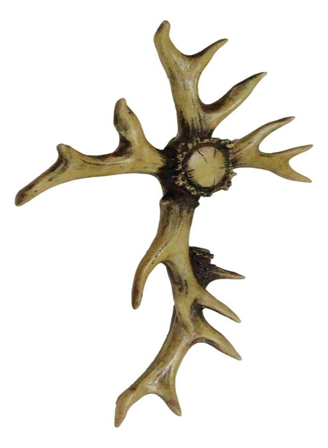 Ebros Gift Large 15" H Rustic Western Stag Elk Deer Bone Antlers with Burr Center Wall Cross Decor Hanging Plaque Deer Taxidermy Hunter for Country Cabin Lodge Resort Accent - Image 4