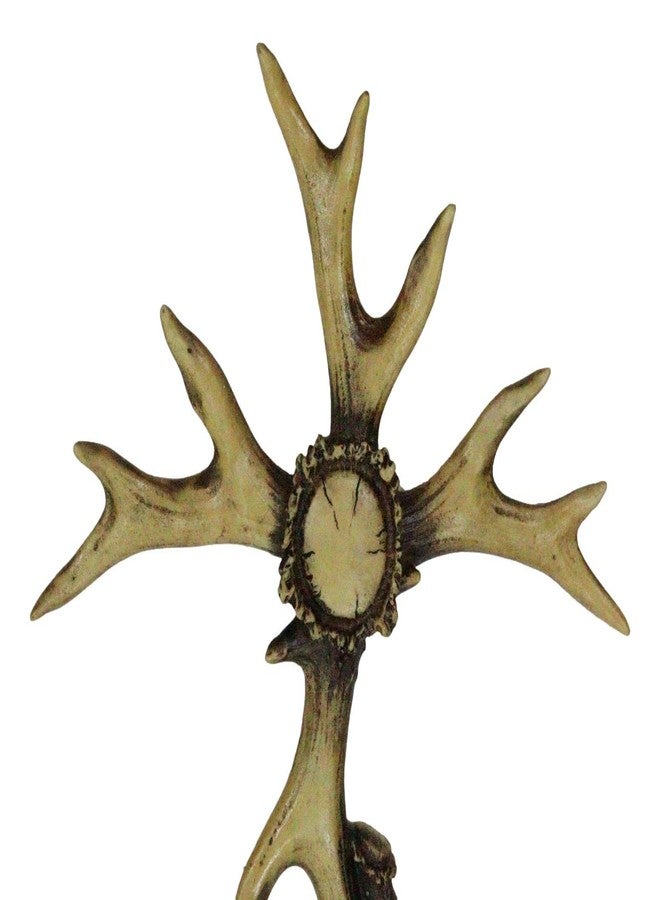 Ebros Gift Large 15" H Rustic Western Stag Elk Deer Bone Antlers with Burr Center Wall Cross Decor Hanging Plaque Deer Taxidermy Hunter for Country Cabin Lodge Resort Accent - Image 5