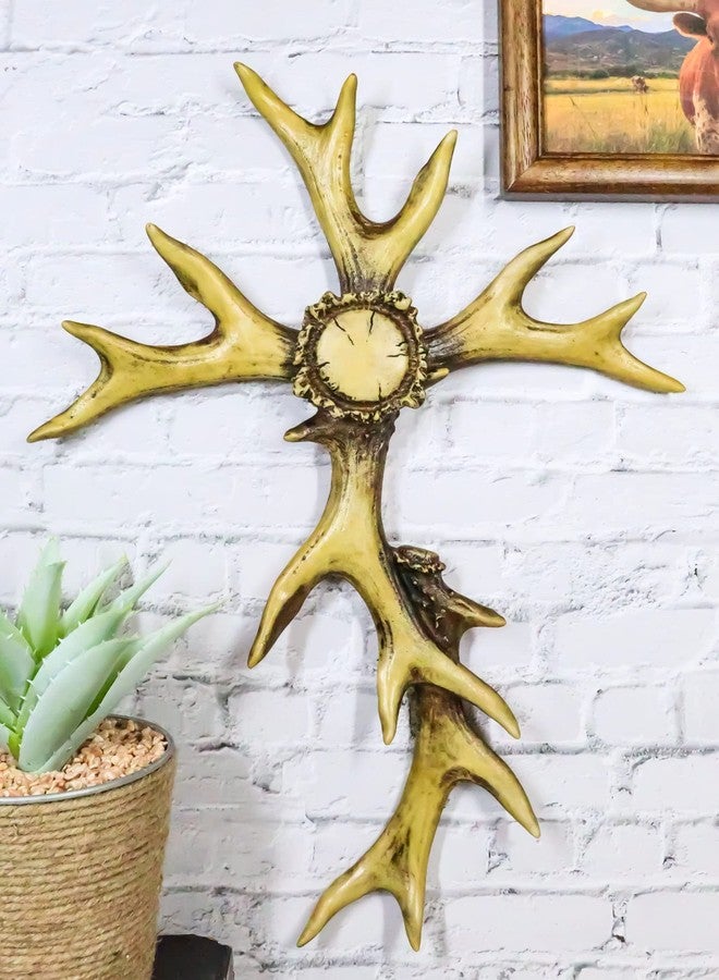 Ebros Gift Large 15" H Rustic Western Stag Elk Deer Bone Antlers with Burr Center Wall Cross Decor Hanging Plaque Deer Taxidermy Hunter for Country Cabin Lodge Resort Accent - Image 3