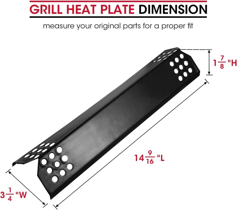 Unicook 14.56 Inch Grill Heat Plates Replacement Parts, Porcelain Grill Burner Covers Compatible for Nexgrill, Charbroil, Thick BBQ Heat Shields Tents, Flame Tamer for Gas BBQ, 5 Pack - Image 2