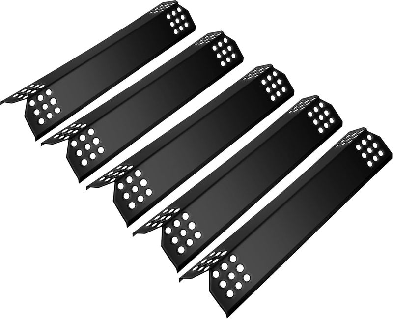 Unicook 14.56 Inch Grill Heat Plates Replacement Parts, Porcelain Grill Burner Covers Compatible for Nexgrill, Charbroil, Thick BBQ Heat Shields Tents, Flame Tamer for Gas BBQ, 5 Pack - Image 1