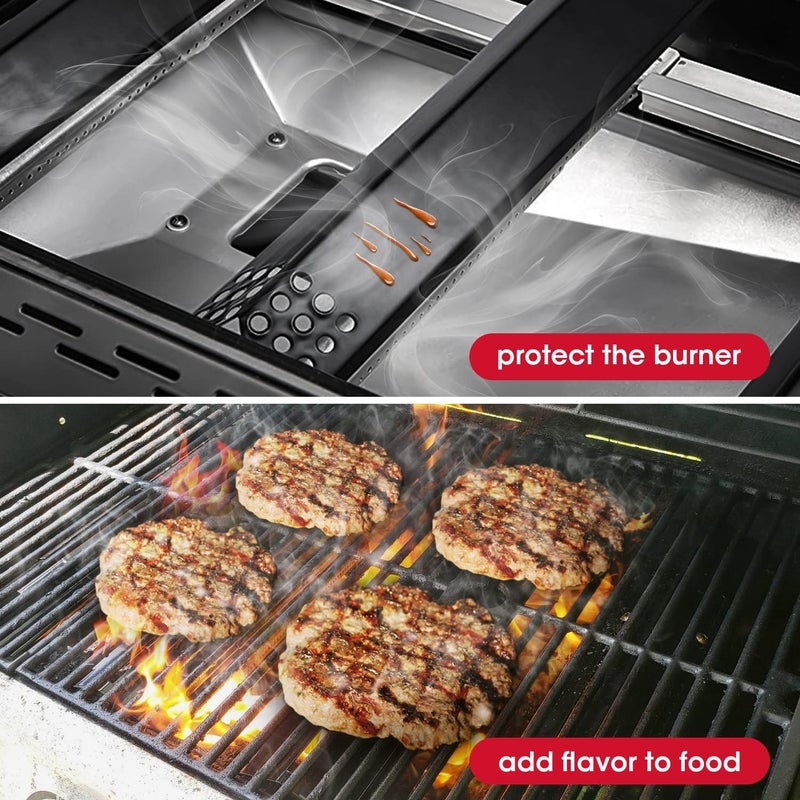 Unicook 14.56 Inch Grill Heat Plates Replacement Parts, Porcelain Grill Burner Covers Compatible for Nexgrill, Charbroil, Thick BBQ Heat Shields Tents, Flame Tamer for Gas BBQ, 5 Pack - Image 5