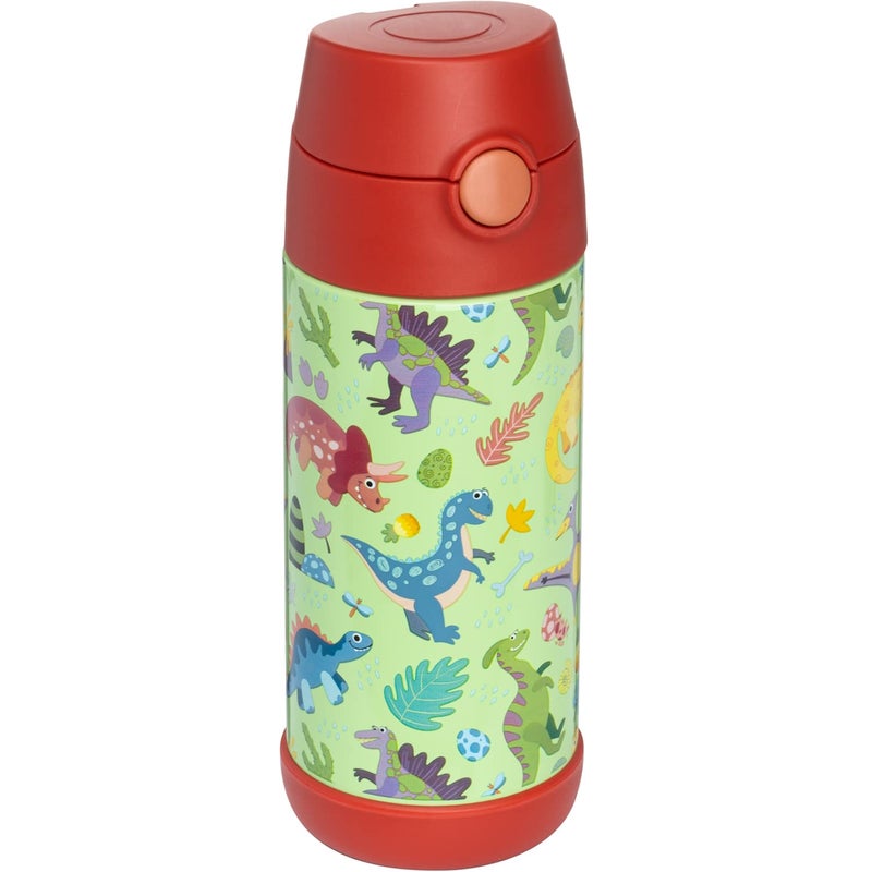 Snug Kids Water Bottle  insulated stainless steel thermos with straw GirlsBoys  Dinosaurs 12oz
