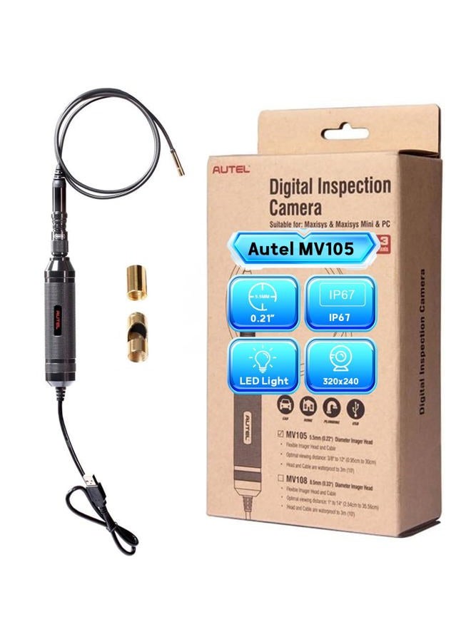 Autel MaxiVideo MV105 Inspection Camera, USB Digital Waterproof Borescope, 39.37 '' Flexible Cable Industrial Endoscope, Compatible with PC MK808/MS906S/MK906/MS908/MK908/MS909/MS919/Ultra/UltraLite - Image 1