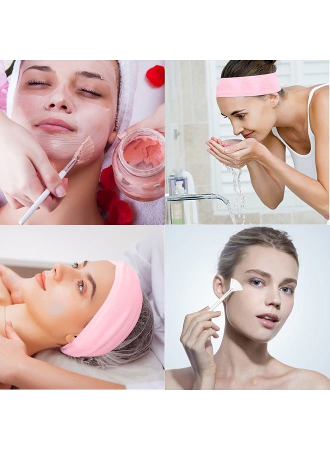 LAPOHI 4 Pack Adjustable Towel Headbands for Washing Face with 4 Pieces Fan Brushes, Facial Mask Brush and Spa Facial Headbands for Women and Grils Skincare Headband for Facial Esthetician Supplies - Image 5