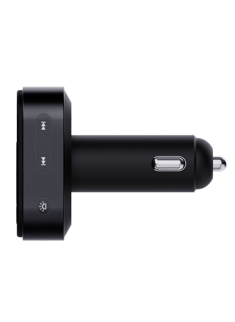 porodo - Dual Microphone FM Transmitter & Charger with Voice Command and Hands-Free Calls / Mood Lighting / Music Playing and Phone Charging - Black - Image 1