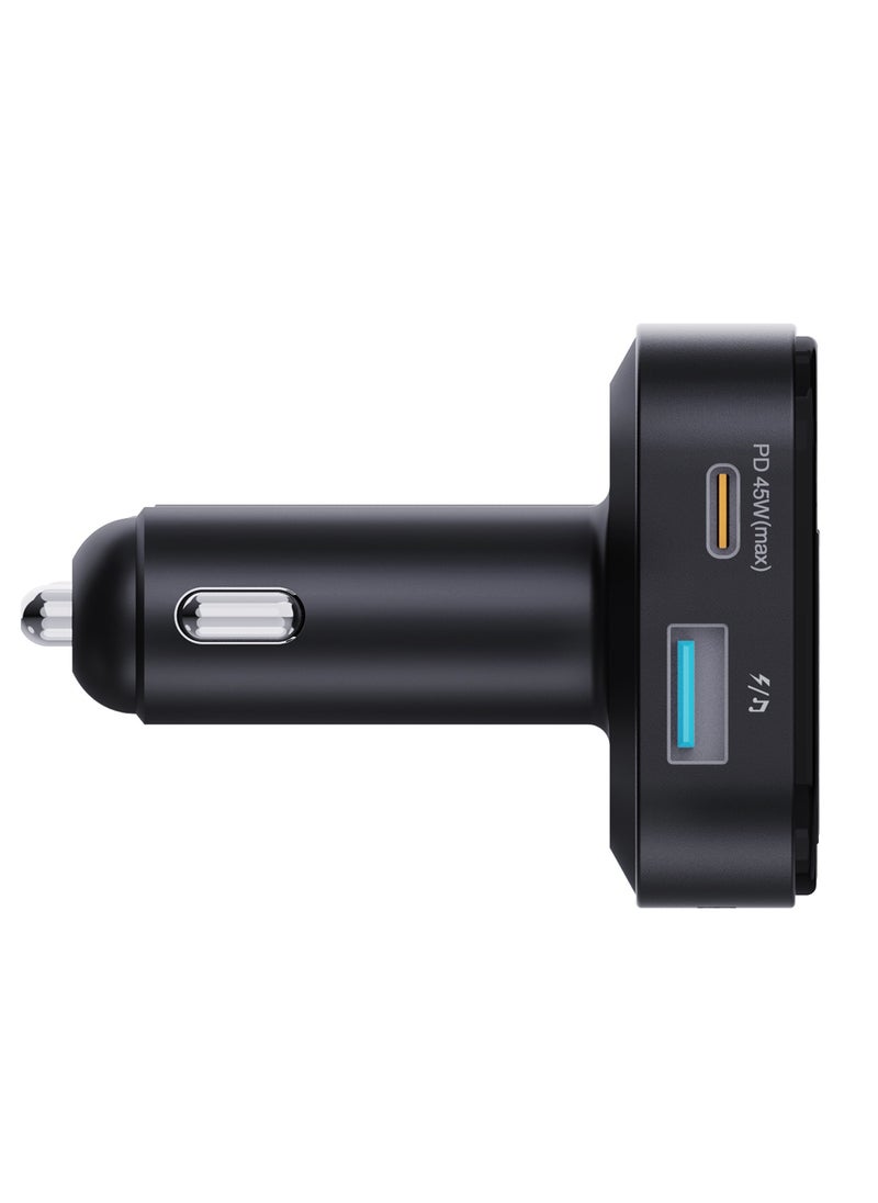 porodo - Dual Microphone FM Transmitter & Charger with Voice Command and Hands-Free Calls / Mood Lighting / Music Playing and Phone Charging - Black - Image 1