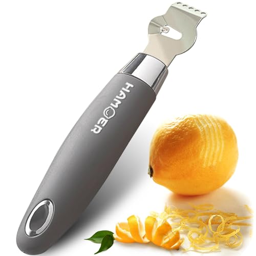 HAMOER Lemon Citrus Zester Tool Cheese Grater for kitchenaid-Multipurpose grooved channel knife scraper,Stainless steel blade and ergonomically designed curved handle - Image 1