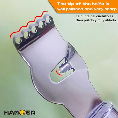 HAMOER Lemon Citrus Zester Tool Cheese Grater for kitchenaid-Multipurpose grooved channel knife scraper,Stainless steel blade and ergonomically designed curved handle - Image 5