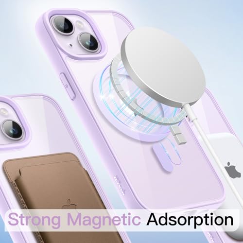 JETech Magnetic Case for iPhone 14 6.1-Inch Compatible with MagSafe, Shockproof Phone Bumper Cover, Solid Color Matte TPU Frame, Anti-Scratch Clear Back (Purple) - Image 4