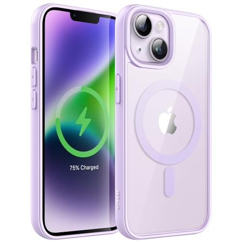 JETech Magnetic Case for iPhone 14 6.1-Inch Compatible with MagSafe, Shockproof Phone Bumper Cover, Solid Color Matte TPU Frame, Anti-Scratch Clear Back (Purple) - Image 1