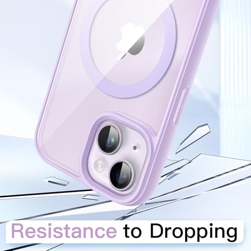 JETech Magnetic Case for iPhone 14 6.1-Inch Compatible with MagSafe, Shockproof Phone Bumper Cover, Solid Color Matte TPU Frame, Anti-Scratch Clear Back (Purple) - Image 5