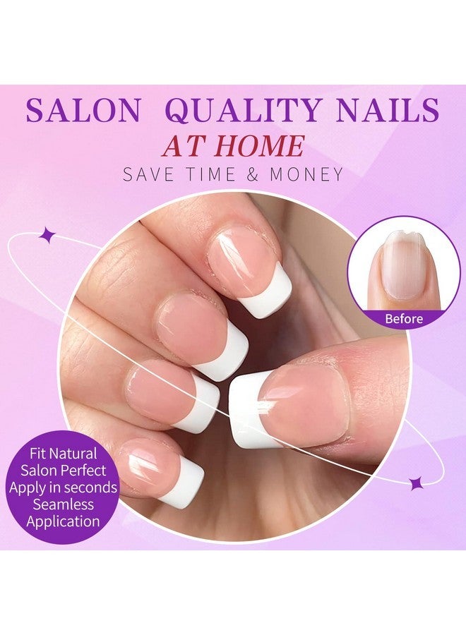 لايفيكس تول 240 قطعة من أظافر الضغط الفرنسية القصيرة مع غراء وعلامة لاصقة، أظافر أكريليك صناعية، أظافر الضغط، أطراف أظافر مربعة، أظافر صناعية لاصقة، أظافر الضغط على الأصابع - Image 4