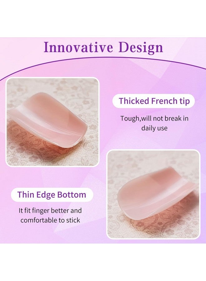 لايفيكس تول 240 قطعة من أظافر الضغط الفرنسية القصيرة مع غراء وعلامة لاصقة، أظافر أكريليك صناعية، أظافر الضغط، أطراف أظافر مربعة، أظافر صناعية لاصقة، أظافر الضغط على الأصابع - Image 3