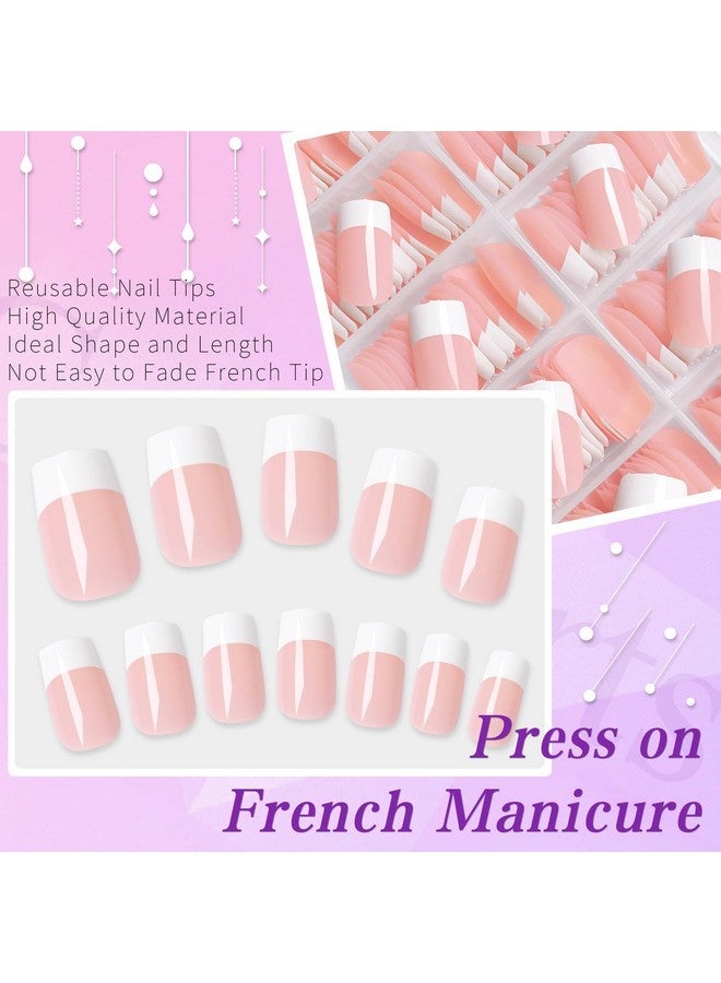 لايفيكس تول 240 قطعة من أظافر الضغط الفرنسية القصيرة مع غراء وعلامة لاصقة، أظافر أكريليك صناعية، أظافر الضغط، أطراف أظافر مربعة، أظافر صناعية لاصقة، أظافر الضغط على الأصابع - Image 2