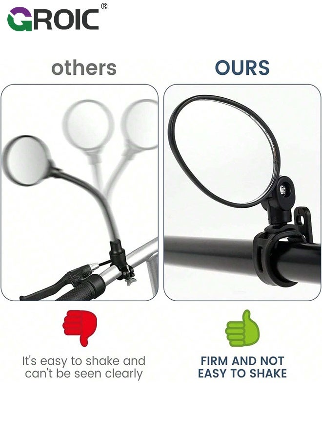 GROIC 1 Pair Bike Mirror Handlebar Mount Adjustable,Bicycle Rear View Mirrors,Mirrors for Ebike, Bicycle Mirrors for Handlebars,Rear View Mirror for Mountain, BMX & City Bikes - Image 2