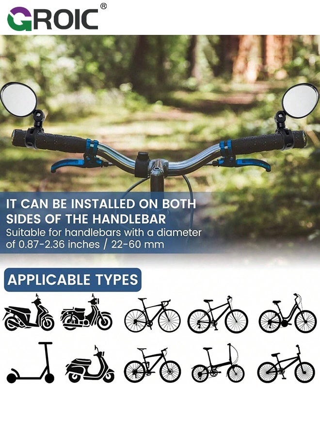 GROIC 1 Pair Bike Mirror Handlebar Mount Adjustable,Bicycle Rear View Mirrors,Mirrors for Ebike, Bicycle Mirrors for Handlebars,Rear View Mirror for Mountain, BMX & City Bikes - Image 3