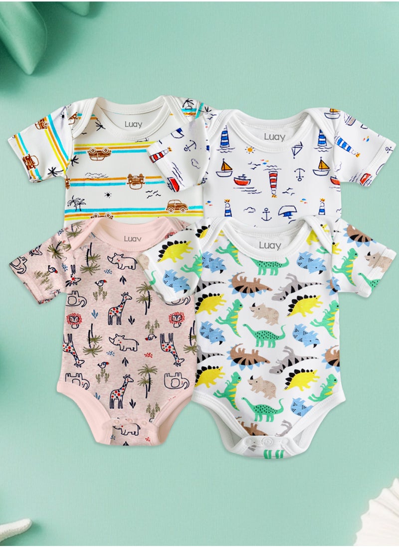 LUAY 100% Organic Cotton Clothing | Baby Clothes | Sleepsuits | Jumpsuits | Wonderful Suits for Baby Boys & Baby Girls, Newborns, Infants, Toddlers | Includes Vibrant Designs & Colors for a Festive Look  - Image 1