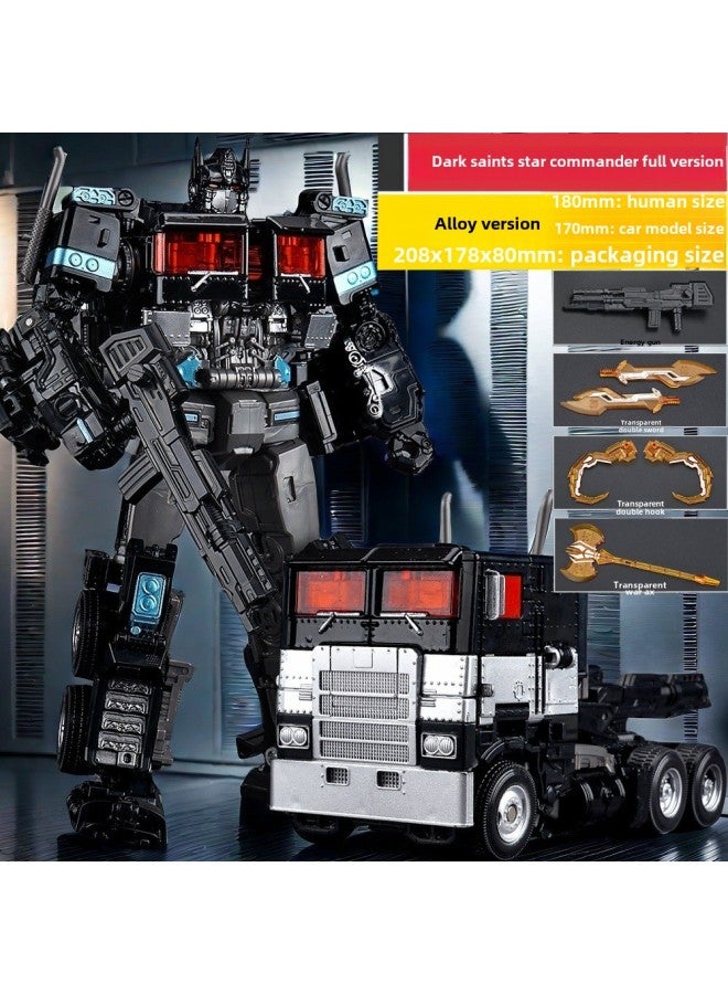 Fine-carved Deformation Toy Origin Movie Version Optimus Prime Robot King Kong Car Pillar Boy Toy Model Hand-made-Color:Alloy Full Version Dark Sai Star Commander 【color Box】 - Image 1