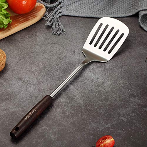 Potency 15Inch Stainless Steel Kitchen Utensils, Metal Professional Cooking Spatula with Wooden Handled for Cooking, Kitchen Tools - Slotted Spatula - Image 2