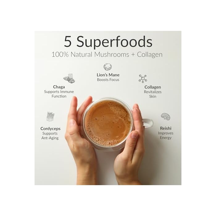 BIOptimizers Mushroom Coffee Alternative – Salted Caramel Drink – Lion’s Mane, Chaga, Reishi + Collagen Peptides for Focus, Energy & Gut Health – Adaptogenic Mushrooms & MCT Powder – 30 Servings - Image 3