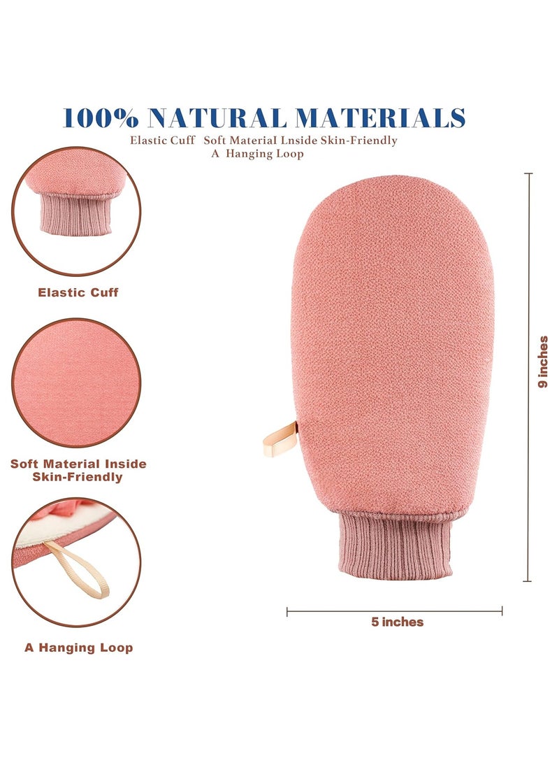 Deep Exfoliating Glove for Shower, Double-Sided Exfoliating Mitt,Massage Body Scrub Gloves for Home Spa, Eco Friendly loofah Sponge, Dead Skin Remover & Body Scrubber Exfoliator (Pink)  - Image 4