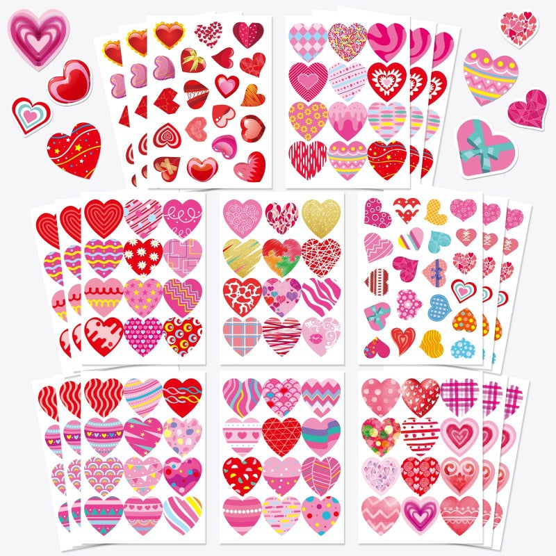 DUJAA 336 PCS Heart Stickers, Valentine Stickers for Kids Colorful Heart Stickers Valentine's Day Gift Stickers for Box Envelope Wedding Love Decorative Stickers Valentine's Day Craft Party Supplies - Image 1