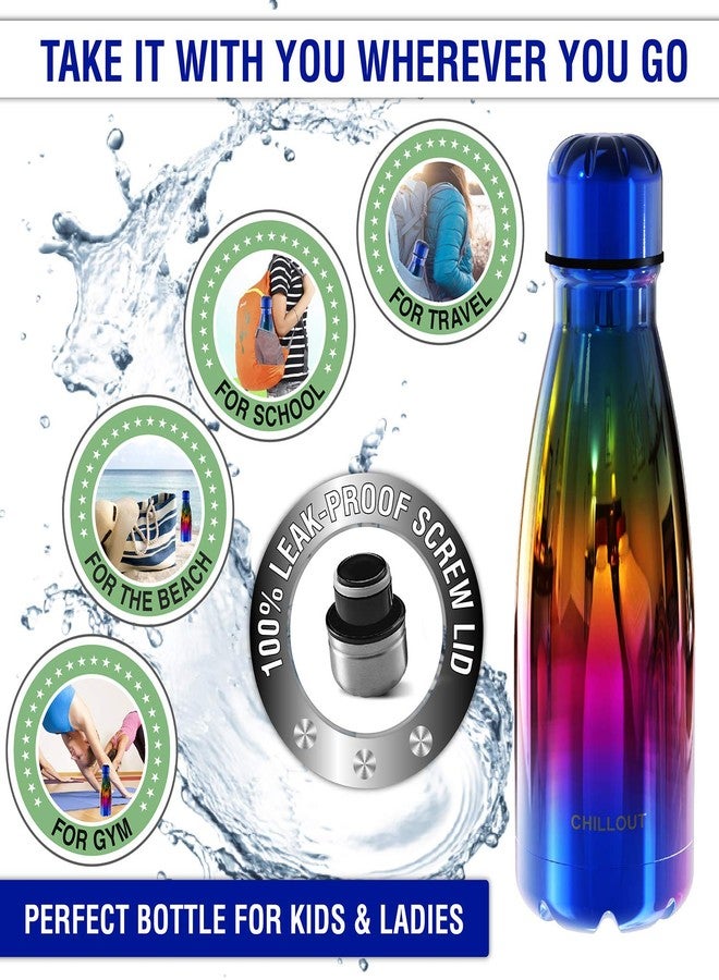 تشيل أوت لايف زجاجة مياه تشيل آوت لايف المصنوعة من الفولاذ المقاوم للصدأ للأطفال للمدرسة: زجاجة كولا معزولة بجدار مزدوج سعة 12 أونصة، مناسبة للمشروبات الباردة والساخنة، زجاجة رياضية معدنية خالية من مادة BPA للأولاد والبنات والنساء - Image 4