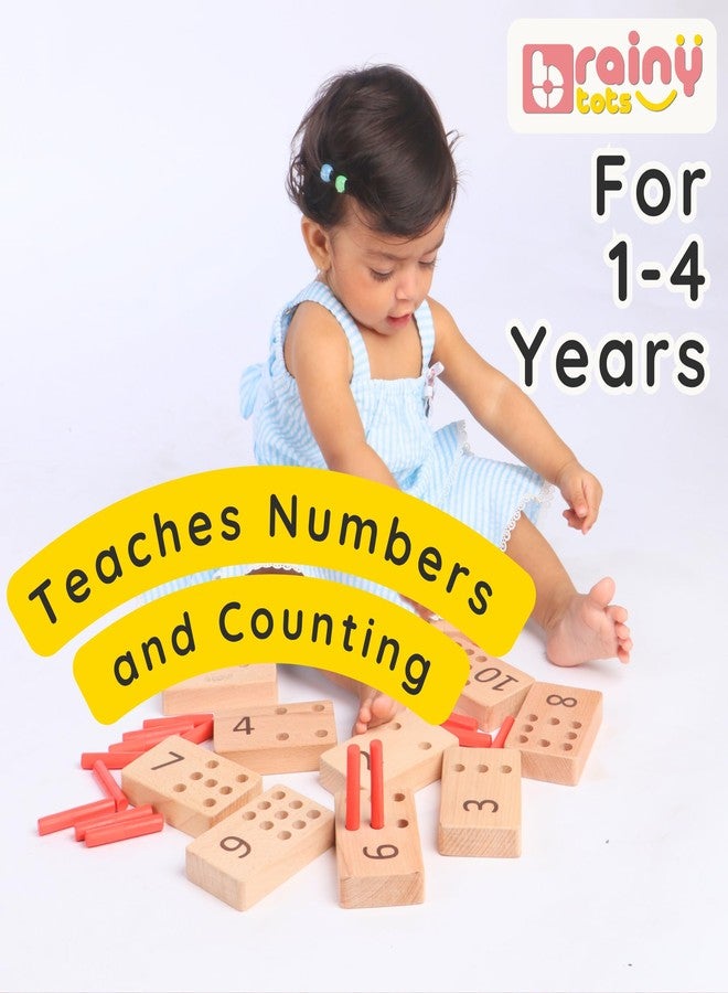 BrainyTots Montessori Counting Peg Board Toy for Kids 1–3 Years | Early Learning Math Activity Set with 10 Wooden Number Boards, 10 Pegs, Storage Pouch & Play Guide for Toddler Brain Development - Image 4