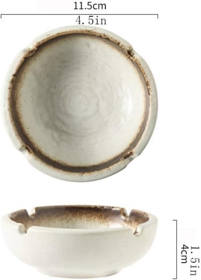 Ash Holder Chinese Ceramic Ashtray Round Tabletop for Office Dining Room Living Outdoor Garden(White) - Image 2