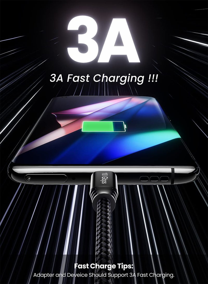 فاسجير كابل USB-C بطول 4.9 قدم - كابل USB-A إلى Type-C 3.2 Gen 2 مضفر بسرعة 10 جيجابت في الثانية، كابل بيانات Type-C متوافق مع Android Auto، شحن سريع 3 أمبير، متوافق مع أقراص SSD المحمولة، هاتف Galaxy S23، سلسلة X-box، جهاز تحكم PS5، وأجهزة USB-C. - Image 3