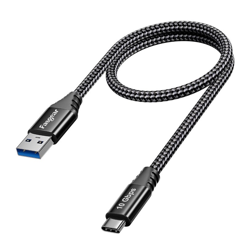 فاسجير كابل USB-C بطول 4.9 قدم - كابل USB-A إلى Type-C 3.2 Gen 2 مضفر بسرعة 10 جيجابت في الثانية، كابل بيانات Type-C متوافق مع Android Auto، شحن سريع 3 أمبير، متوافق مع أقراص SSD المحمولة، هاتف Galaxy S23، سلسلة X-box، جهاز تحكم PS5، وأجهزة USB-C. - Image 1