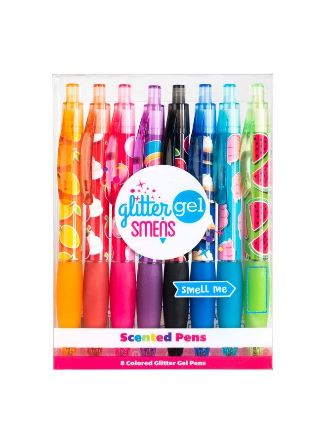Scentco Glitter Gel Smens - Patented Gourmet Scented Colored Gel Ink Pens, Medium Point, 8 Count - Fun, Cute, Cool, Smelly Pens For Kids - Image 1