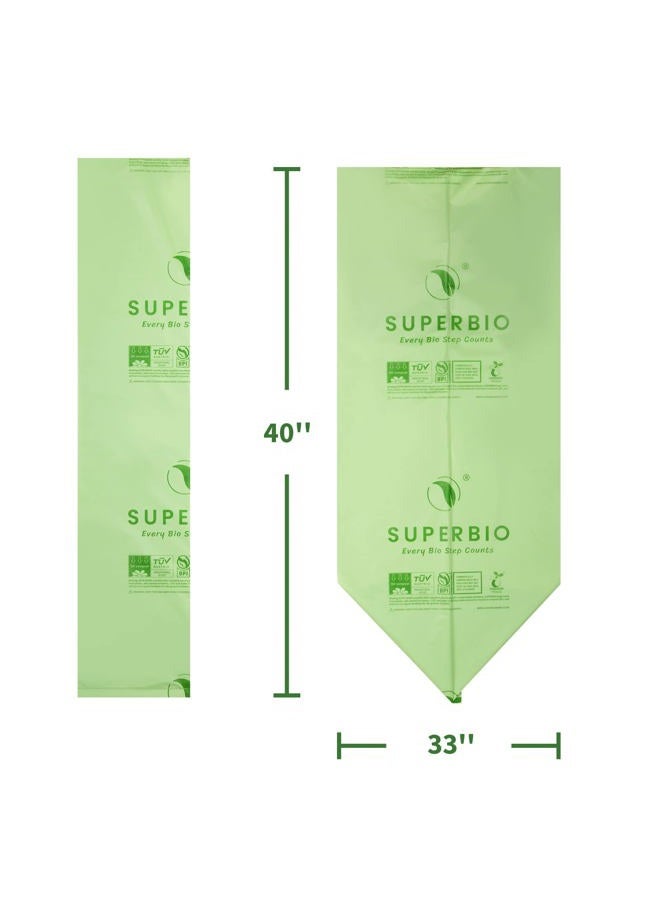 SuperBio Compostable 33 Gallon Garbage Bags, Unscented Strong Large Trash Can Liner, 40 Count, Sturdy Lawn & Leaf Yard Bags. Certified by BPI and OK compost - Image 3