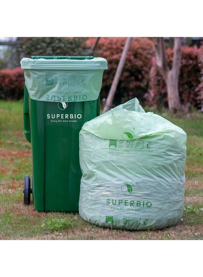 SuperBio Compostable 33 Gallon Garbage Bags, Unscented Strong Large Trash Can Liner, 40 Count, Sturdy Lawn & Leaf Yard Bags. Certified by BPI and OK compost - Image 2
