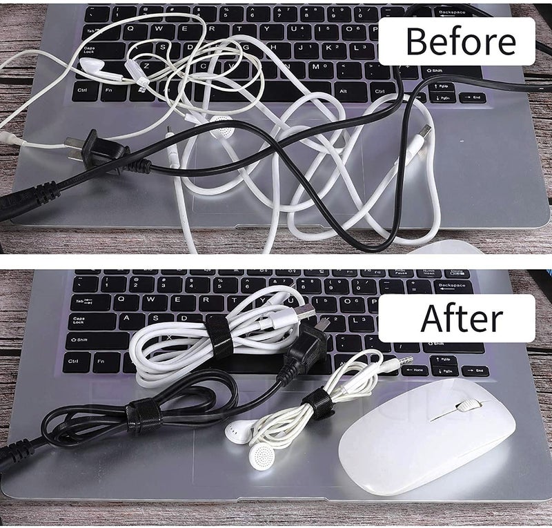 Epaal Epaal 20 pcs Multicolor Cord Cable Wire Holder Protector Organiser Accessories Self Adhesive Cable Straps Hook and Loop Cable Ties for Home Office Car Desktop Laptop Computer  - Image 3