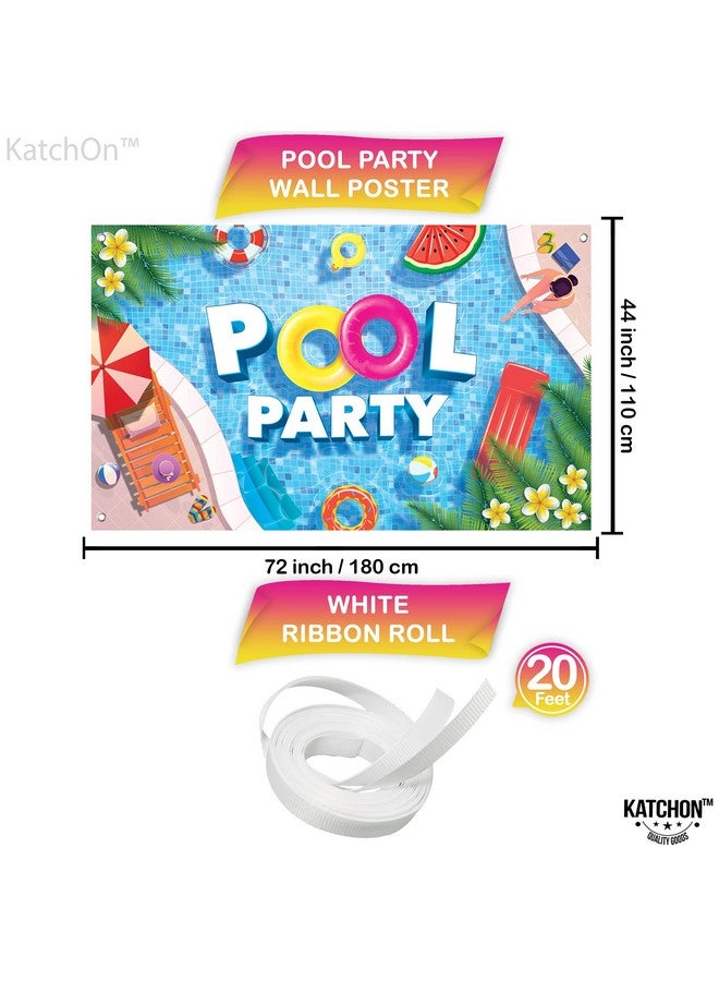 KATCHON Pool Party Banner For Pool Party Decorations Xtralarge 72X44 Inch ; Pool Party Backdrop Pool Birthday Party Decorations ; Pool Party Sign Swim Party Decorations Summer Party Decorations - Image 5