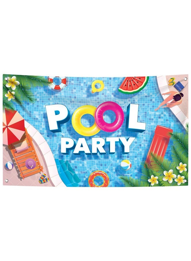 KATCHON Pool Party Banner For Pool Party Decorations Xtralarge 72X44 Inch ; Pool Party Backdrop Pool Birthday Party Decorations ; Pool Party Sign Swim Party Decorations Summer Party Decorations - Image 1