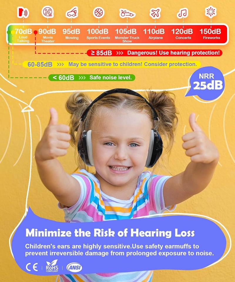 PROHEAR 032 2.0 Noise Cancelling Headphones for Kids - 25dB Noise Reduction - Adjustable Sensory Ear Protection Muffs for Concert, Fireworks, Monster Truck Shows, School - Black - Image 2