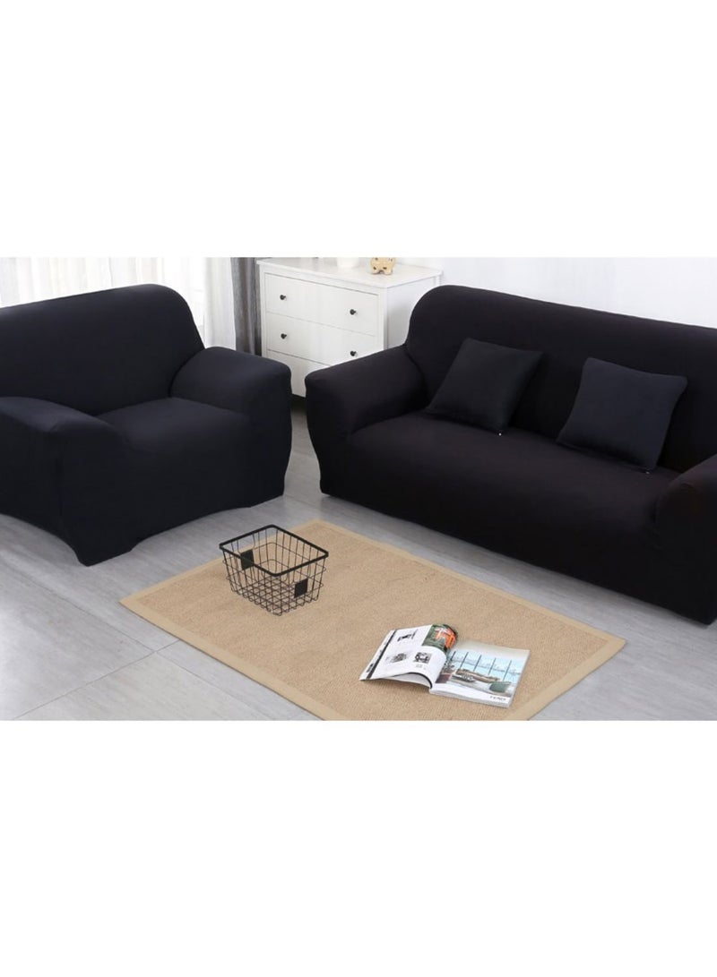 NIBEMINENT Solid Pattern Sofa Slipcover Black 90 x 140centimeter - Image 1