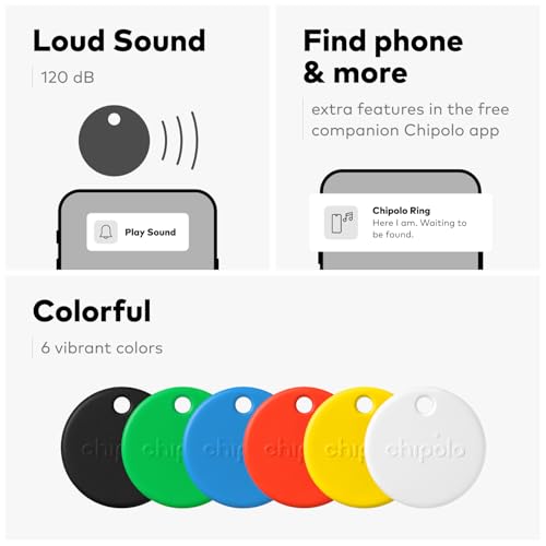 Chipolo POP Tracking Tag - Colorful, Compatible, Loud Bluetooth Tracker with Call Your Phone & Out of Range Alerts, Works with Apple Find My or Find Hub on Android - 4 Pack (Standard Mix) - Image 3