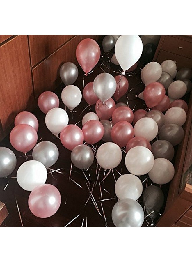 تريشرا بالونات TRISHRA Party Products عالية الدقة ذات اللمسة المعدنية لتزيين حفلات أعياد الميلاد/الذكرى السنوية، عبوة من 25 بالونًا فضيًا وورديًا وأبيض - Image 4