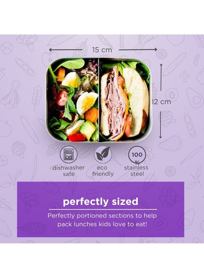 لانش بوتس صندوق غداء متوسط ​​الحجم من الفولاذ المقاوم للصدأ مقسم من Duo Bento، نقاط مائية - Image 3